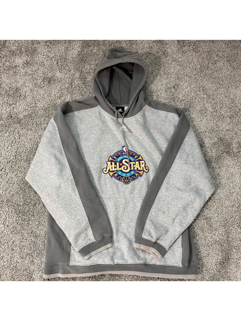Adidas NBA All-Star 2008 New Orleans Gray Sweatshirt Hoodie Men’s Extra Large